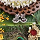 Vriksham Precious Black Polish Kemp Jhumka-Red White-Pearl-G20500